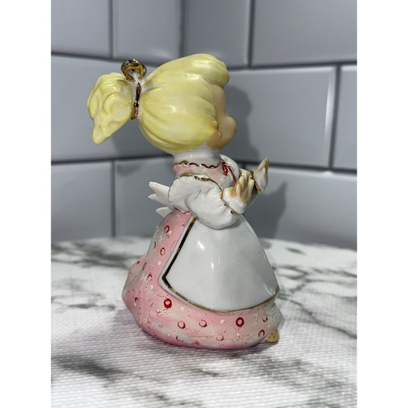 vintage Lefton Shopper Girl Figurine Blonde White Dress Japan - Picture 6 of 10